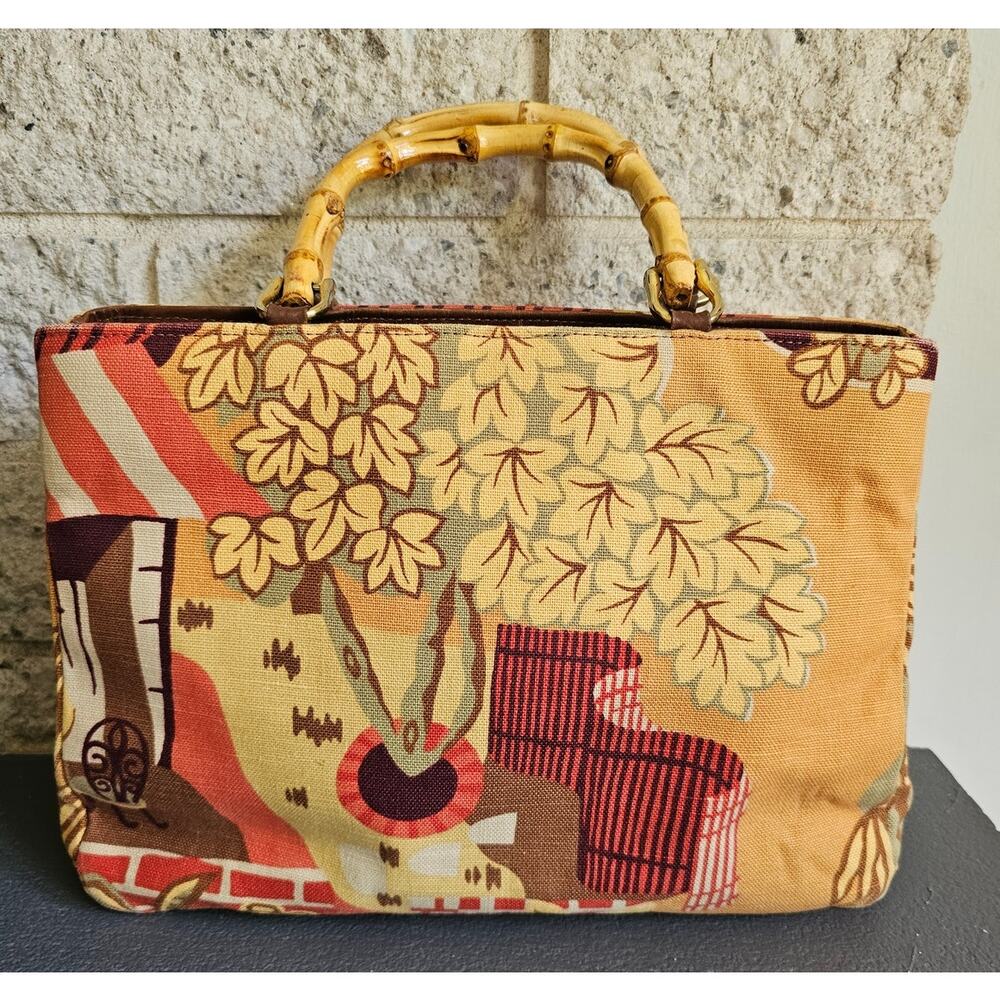 Isabella Fiore French Cafe Embellished Beaded Bamboo Handle Satchel Bag - Picture 2 of 11
